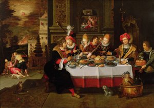 Lázár és a gazdag ember asztala (XVI. Lukácstól) (panel)