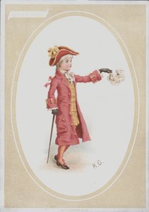 Fiú piros öltönyben, lengető zsebkendő (színes litó) alkotó: Kate (after) Greenaway