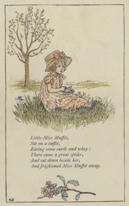 Little Miss Muffet (színes litó) alkotó: Kate (after) Greenaway