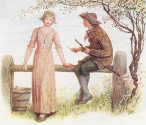 Kettő egy lépcsőn (színes litográfia) alkotó: Kate (after) Greenaway