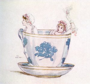 Kate Greenaway "Nyugalom egy teáscsészében". alkotó: Kate Greenaway