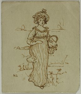 Lány kosárral alkotó: Kate Greenaway