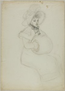 Ülő lány Muffal alkotó: Kate Greenaway