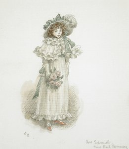 Egy teljesen felöltözött kislány tanulmánya alkotó: Kate Greenaway