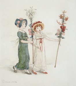 Két gyermek botokkal alkotó: Kate Greenaway