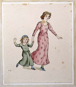 Két kislány partiruhában (akvarell, papír) alkotó: Kate Greenaway
