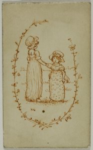 Két lány matricája (recto); Athéné (fordítva) alkotó: Kate Greenaway