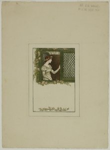 Nő a rácsos ablaknál alkotó: Kate Greenaway