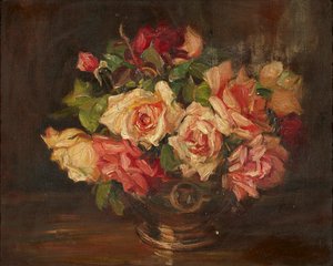 Pink Roses (olaj, vászon) alkotó: Kate Wyllie