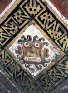 Egy fal részlete a piramis belsejében, valószínűleg egy templomkomplexum, amelyet a Moche nép épített, Kr.u. 200-500 körül (fotó) (részlet a 138728-ból) alkotó: Katie Attenborough