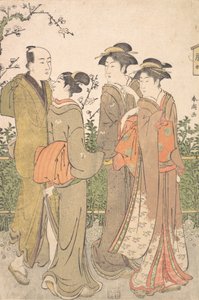 Három nőből álló csoport egy szolga kíséretében, 1780-1795. alkotó: Katsukawa Shuncho