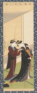 Belső tér: egy lány öltözködésében segítő nő, Edo-korszak, 1726-1792.