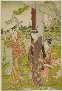 Virágszedés a Kumano Junisha szentélyben Tsunohazuban alkotó: Katsukawa Shuncho