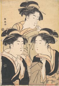 Három szépség, 18. század vége. alkotó: Katsukawa Shuncho