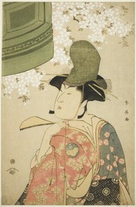 Nakayama Tomisaburô színész mint shirabyôshi táncos a "The Maiden at Dôjô Temple" ("Musume Dôjô-ji") című filmben. alkotó: Katsukawa Shun