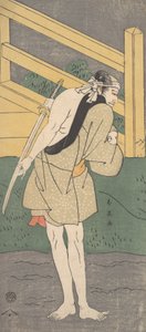 Arashi Ryuzo csak halványkék ruhába öltözött férfiként, kb. 1796.