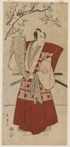 Ichikawa Monnosuke II, mint zászlót tartó Lord, 1791.