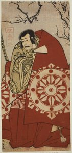 A színész Ichikawa Danjuro V. Benkei szerepében a Dai Danna Kanjincho című darabban, amelyet a Kawarazaki Színházban adtak elő a tizenegyedik hónapban, 1790-ben. alkotó: Katsukawa Shun