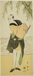 A színész Sawamura Sojuro III mint Ume no Yoshihei a Suda no Haru gésa Katagi című darabban, amelyet a Kiri Színházban adtak elő az első hónapban, 1796-ban alkotó: Katsukawa Shun