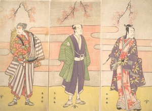 Három azonosítatlan színész, kb. 1793. alkotó: Katsukawa Shun