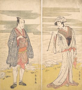 Két színész: a negyedik Matsumoto Koshiro, mint egy rövid kimonóba öltözött férfi [balra], 1779.