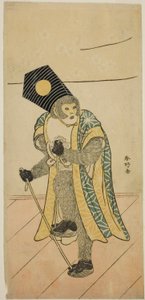 Ichimura Uzaemon IX. színész mint majom a Mitsu Ningyo Yayoi no Hinagata című darabban, amelyet a Nakamura Színházban adtak elő 1785 második hónapjában.