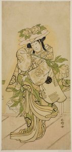 Nakamura Nakazo I. színész egy Shak-kyo táncban az Aioi Jishi című darabban, amelyet az Ichimura Színházban adtak elő a negyedik hónapban, 1784-ben.