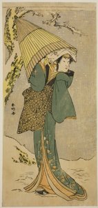 A színész Nakamura Riko I. mint Kiyotaki az Oakinai Hiru ga Kojima című darabban, amelyet a Nakamura Színházban adtak elő a tizenegyedik hónapban, 1784-ben. alkotó: Katsukawa Shunkо̄