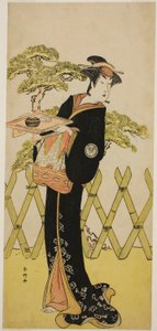 Segawa Tomisaburo II. színész mint Masago úrnő (Masago Gozen) () a Genji Saiko Kogane no Tachibana () című darabban, amelyet az Ichimura Színházban () adtak elő 1788 tizenegyedik hónapjában (). alkotó: Katsukawa Shunkо̄
