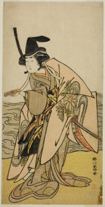Yamashita Kinsaku II. színész mint Kikusui úrnő (Kikusui Gozen) a Kaeribana Eiyu Taiheiki című darabban, amelyet a Nakamura Színházban adtak elő 1779 tizenegyedik hónapjában. alkotó: Katsukawa Shunkо̄
