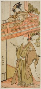 A színészek Iwai Hanshiro IV mint Okaru és Onoe Kikugoro I () mint Yuranosuke alkotó: Katsukawa Shunkо̄