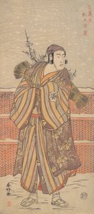 Matsumoto Sumezo, mint téli öltözékben álló férfi a hóban, kb. 1785-90. alkotó: Katsukawa Shunko