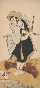 Az első Nakamura Nakazo fekete kimonóba öltözött Ronin szamurájként, kb. 1784-88.