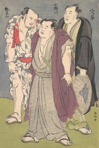 Három szumóbirkózó: Onogawa, Seimiyama és Yatsugamine, kb. 1790-es évek.