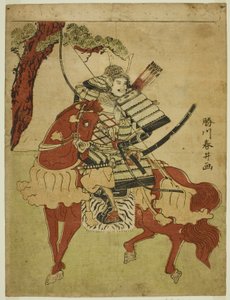 Harcos lóháton alkotó: Katsukawa Shunsei