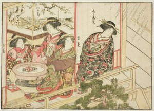 A Kiribishiya udvarhölgyei, a "Gyönyörű nők tükre az örömnegyedben (Seiro bijin awase sugata kagami)" című könyvből. 2 alkotó: Katsukawa Shunsho