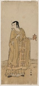 Ichimura Uzaemon IX Shingen szerepében A vízesés szalagján megrázott imagyöngysorban alkotó: Katsukawa Shunsho