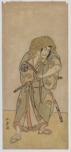 Kabuki színész, Nakamura Nakazo I, mint álruhás szamuráj, Edo-korszak, 1770-es évek közepe (színes fatömbnyomat) alkotó: Katsukawa Shunsho