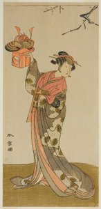 I. Arashi Hinaji színész Hananoi szerepében a Gosho-zakura Horikawa Youchi című darabban, amelyet az Ichimura Színházban mutattak be a negyedik hónapban, 1773 alkotó: Katsukawa Shunsho