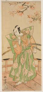 The Actor Ichikawa Danjuro V as Momonoi Wakasanosuke Yasuchika (?) in the Play Kanadehon Chushingura (?), Performed at the Nakamura Theater (?) in the Fifth Month, 1771 (?) alkotó: Katsukawa Shunsho