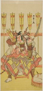A színész Ichikawa Danjuro V Yanone Goro szerepében a Kuruwa-gayoi Komachi Soga című darabban, a Nakamura Színházban az Ötödik hónapban, 1781 alkotó: Katsukawa Shunsho