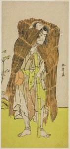 A színész Ichikawa Ebizo III, mint Akushichibyoe Kagekiyo Koldusnak álcázva a Kamuri Kotoba Soga no Yukari című darabban, amelyet az Ichimura Színházban mutattak be az első hónapban, 1776 alkotó: Katsukawa Shunsho