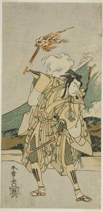 A színész Ichikawa Monnosuke II Soga no Goro Tokimune szerepében a Haru wa Soga Akebono-zoshi (?) színdarabban, a Nakamura Színházban (?) az első hónapban, 1772 (?) alkotó: Katsukawa Shunsho