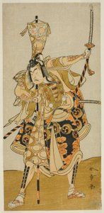 Tee Ac and r Ichikawa Raizo I mint Murakami Seki Ogi Yoshiteru Tag Tee Pay Armor Shrimp Shinozuka, Perfor Med At Te Nakamura Tee Member Te Eventh Gate, 1772 alkotó: Katsukawa Shunsho