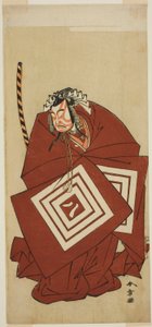 A színész Ichikawa Yaozo II Hachio-maru Aratora szerepében a Chigo Sakura Jusan Kane című darabban, amelyet az Ichimura Színházban mutattak be a tizenegyedik hónapban, 1774 alkotó: Katsukawa Shunsho