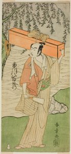 A színész Ichikawa Yaozo II Soga no Juro Sukenariként A profi bolond Senrakunak (?) álcázva a Soga Moyo Aigo no Wakamatsu (?) című darabban, amelyet a Nakamura Színházban (?) mutattak be a második hónapban, 1769 (?) alkotó: Katsukawa Shunsho