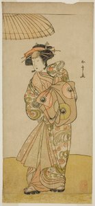 III. Ikushima Daikichi színész, mint Naniwazu udvarhölgye a Saki Masuya Ume no Kachidoki című darabban, amelyet az Ichimura Színházban mutattak be a tizenegyedik hónapban, 1777 alkotó: Katsukawa Shunsho