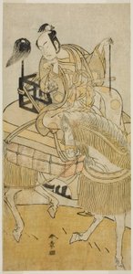 Matsumoto Koshiro IV, mint Ogata no Saburo Matsuura Saemonnak álcázva az Ichi no Tomi Tsuki no Kaomise című darabban, a Morita Színházban a tizenegyedik hónapban, 1774 alkotó: Katsukawa Shunsho