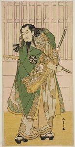 Nakamura Nakazo I színész Hige no Ikyu szerepében a Nanakusa Yosooi Soga című darabban, a Nakamura Színházban az Ötödik hónapban, 1782 alkotó: Katsukawa Shunsho