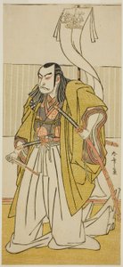 A színész, Nakamura Nakazo I, mint Kusunoki Masayuki Uji no Joetsunak álcázva, a Go Taiheiki Shirishi-banashi című darabban, a Morita Színházban a negyedik hónapban, 1780 alkotó: Katsukawa Shunsho